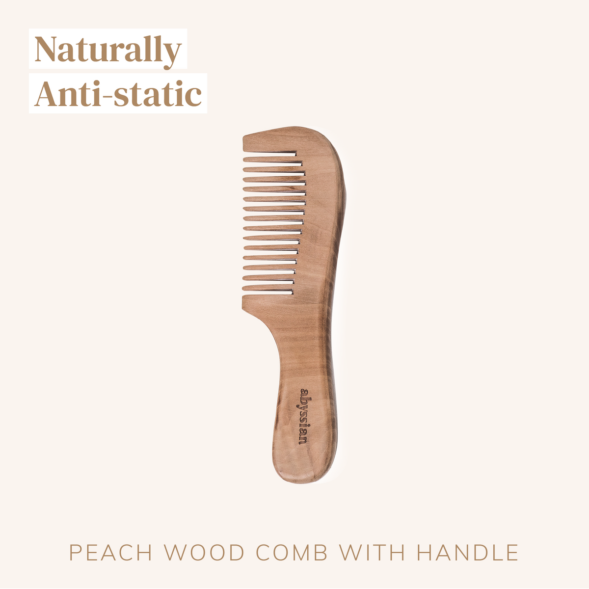 Peach Wood Comb With Wide Tooth And Handle