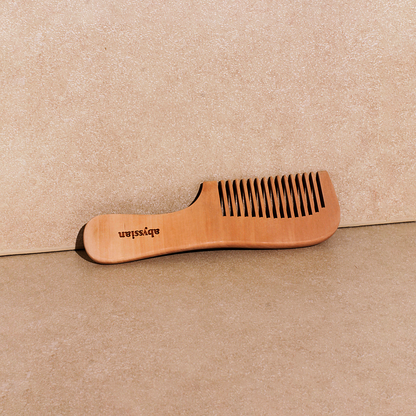 Peach Wood Comb With Wide Tooth And Handle